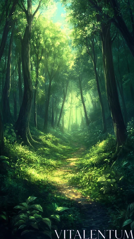 Emerald Cathedral: Where Ancient Timber Towers Frame Ethereal Radiance.