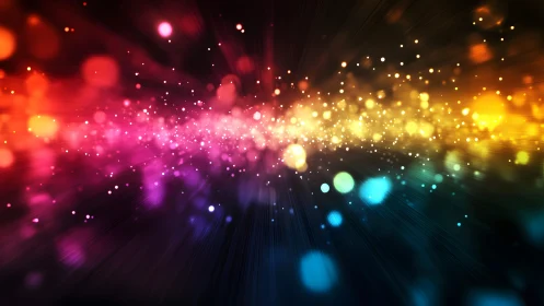 Vibrant Abstract Light Burst With Multicolored Bokeh Effect.
