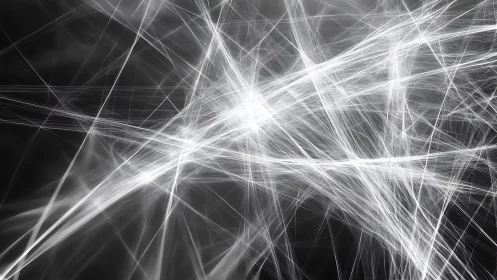 Abstract white light streaks on dark background, digital art style.