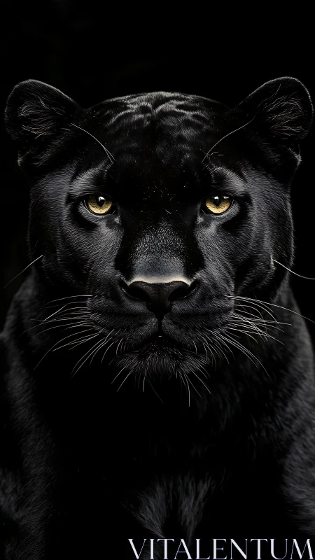 Black Panther with Glowing Eyes Against Dark Background