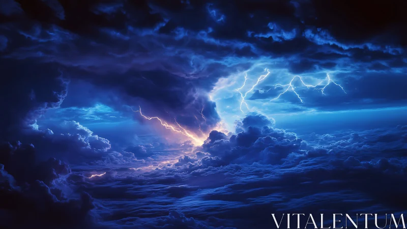 Electric storm illuminates dense stratiform cloud layers