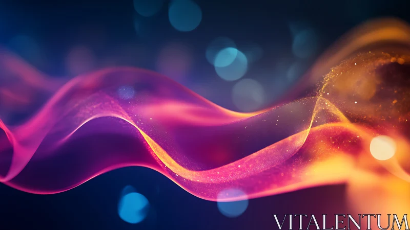 Vibrant flowing light waves with soft bokeh background.