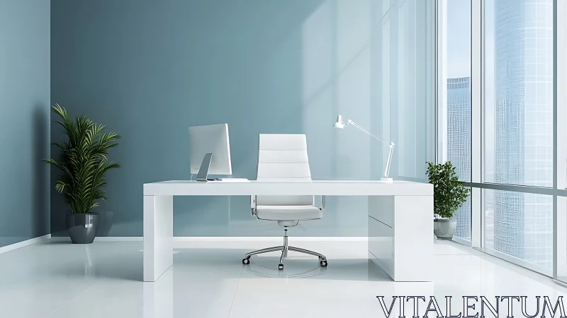 Serene Minimalist Office Space with City Views