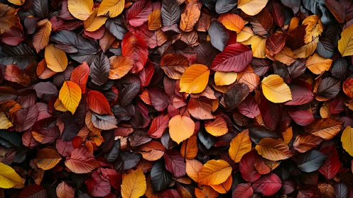 Leaf chorus sings in layered reds, golds, and ember tones