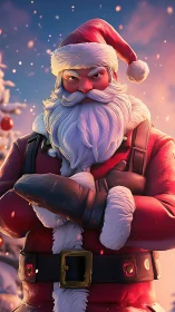 Heroic stylized Santa Claus in detailed 3D winter portrait