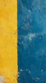 Yellow and blue painted wall with vertical dividing line