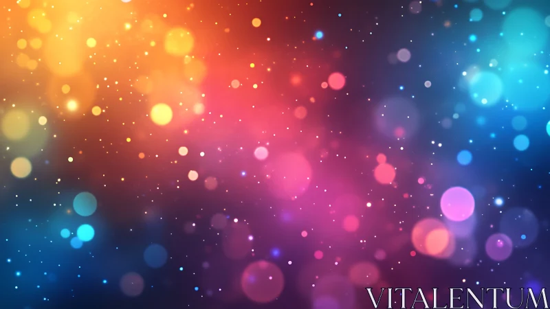 Colorful bokeh lights on dark gradient abstract background.