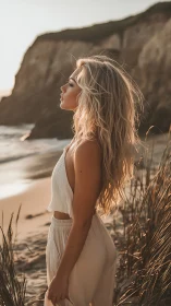 Sunlit shoreline pause turns quiet breath into soft glow