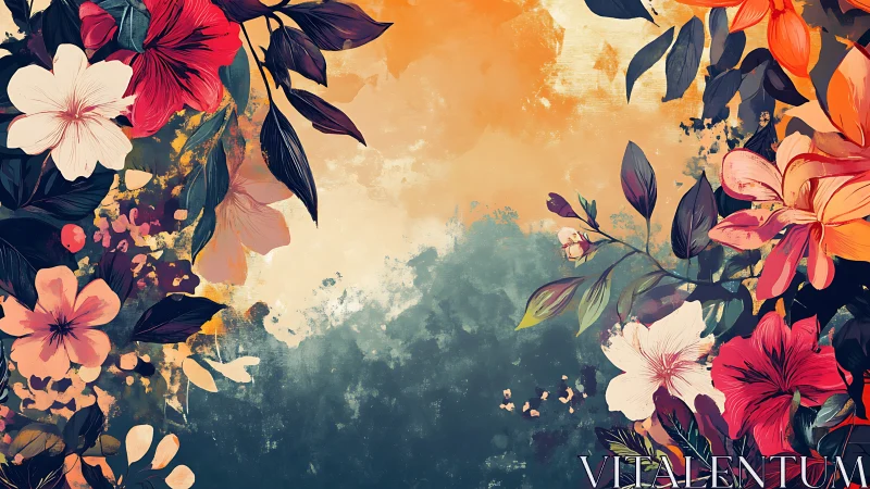 Chromatic Botanical Composition: Gradient-Layered Floral Periphery.