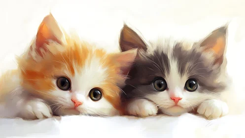 Dichromatic Feline Pair Study: Ginger-White and Gray-White Domestic Kittens