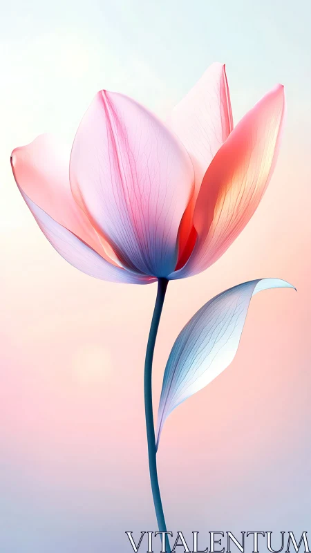 Ethereal tulip emerges from soft gradient backdrop.