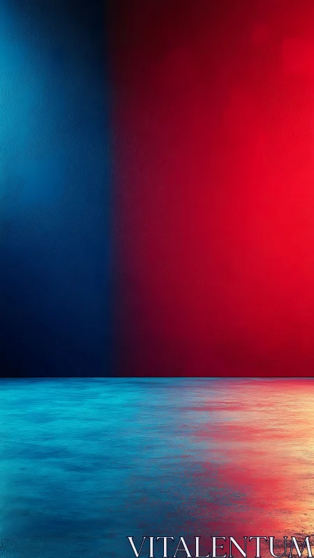 Bicolor gradient environment with reflective cyan surface plane.
