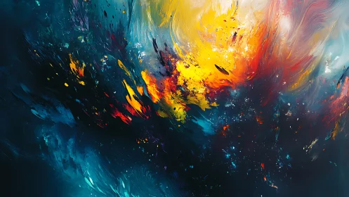 Cosmic nebula eruption with vivid abstract color storms.