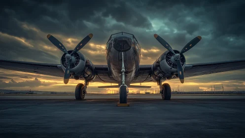 Twilight runway crowns a vintage twin‑prop poised for legend