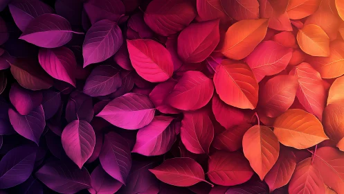 Vibrant gradient leaves create dense abstract foliage field