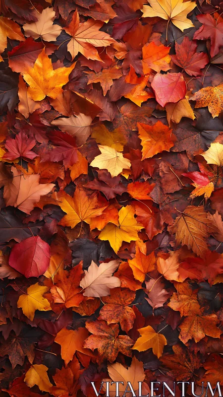 Fallen autumn leaves create a warm, richly textured carpet