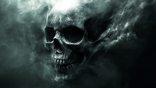 Smoky spectral skull emerges from swirling darkness