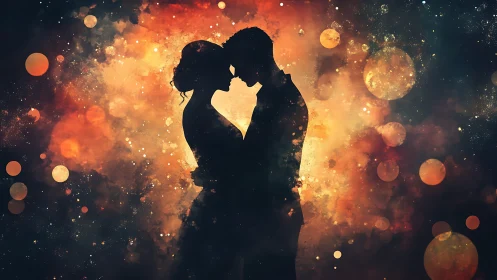Two Souls Embrace in Golden Light and Warmth