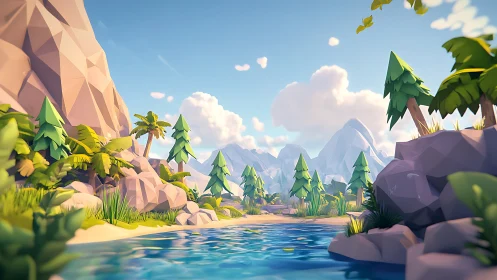 Serene Mountain Valley Escape with Crystal Blue Waters