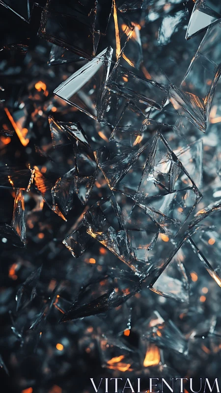 Shimmering glass shards glowing with cozy hidden embers.