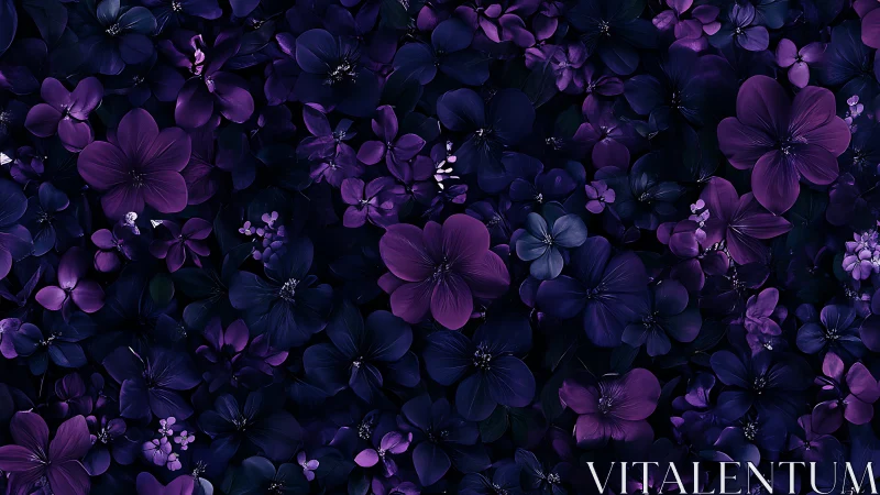 Deep Purple Florals Create a Moody Night Garden Atmosphere