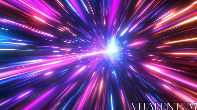 Relativistic warp tunnel with neon chromatic light streaks