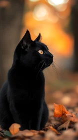 Black Cat's Golden Hour Reflection.