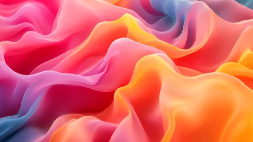 Colorful fluid fabric waves form smooth abstract landscape