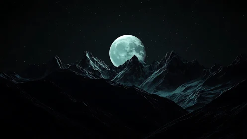 Moonlit mountain hush under a sky full of quiet stars.