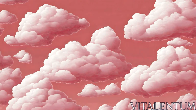 Soft pink clouds drifting across a dreamy coral sky.