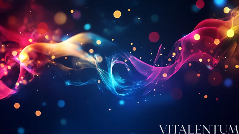 Colorful light waves drift gently across a starry night