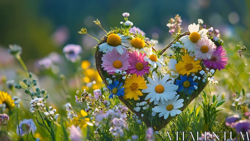 Heart-Shaped Floral Assemblage: Chromatic Daisy Configuration.