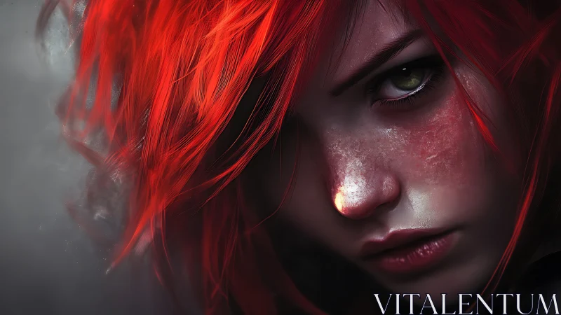 Storm-eyed ember witch staring through rising battle smoke.