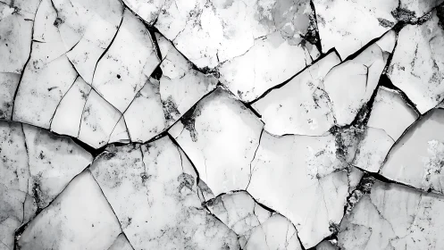 High-contrast macro study of fractured white painted surface