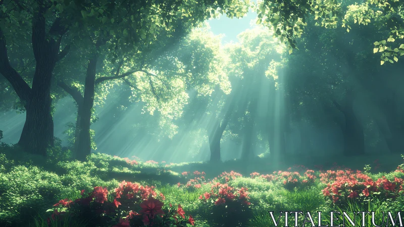 Luminous Cathedral: Where Sunbeams Dance Through Ancient Green.