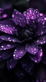 Purple Flower with Luminous Dew Drops