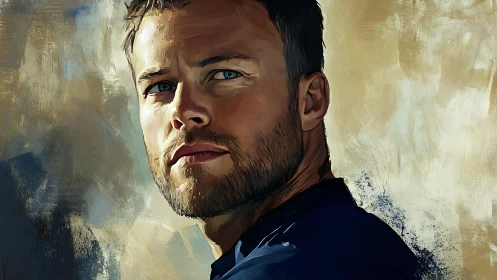 Expressive male portrait in textured digital brushwork study.