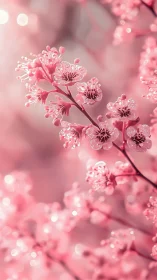 Pink Blossoms Kissed by Morning Dew.