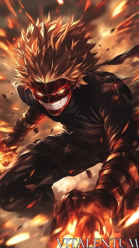 Dynamic anime fire-sprint character in explosive motion study.