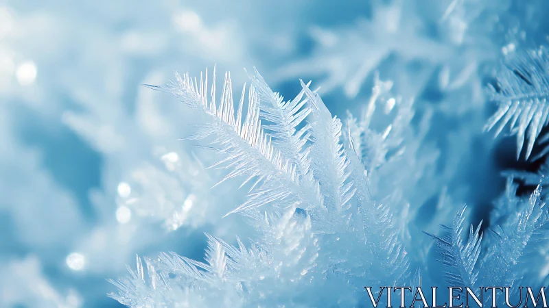 Macro frost crystals with delicate feathered ice detail.
