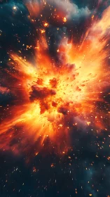 Stellar nebula detonation with radial debris and plasma jets