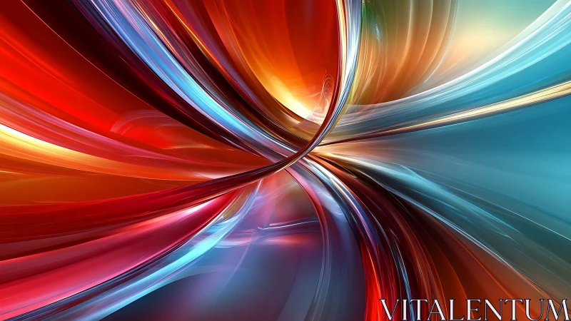 Chromatic energy ribbons forming dynamic luminous vortex.