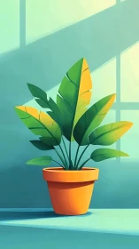 Stylized potted plant rendered with soft gradients and hard shadows