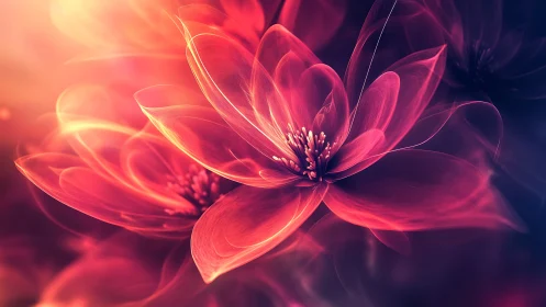 Luminous petals dance in fiery gradient dreams tonight.