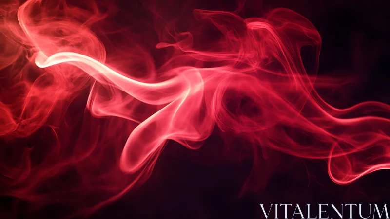 Photorealistic crimson smoke ribbon with dynamic fluid contours.