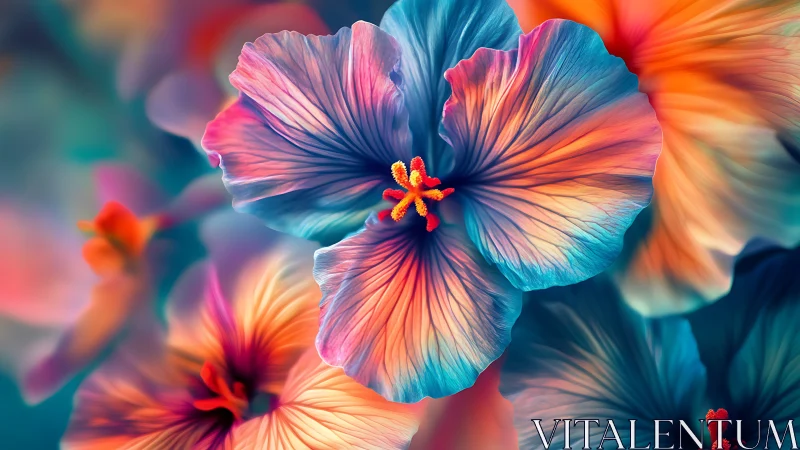 Colorful Hibiscus Flowers with Gradient Petals.