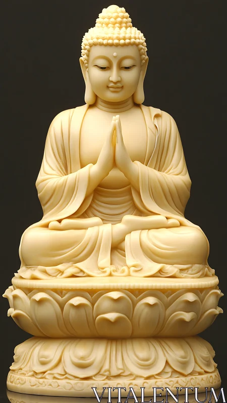 Gentle ivory Buddha statue radiating calm, heartfelt peace.