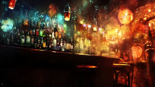 Dreamy neon bar glows with color, warmth, and late-night buzz.