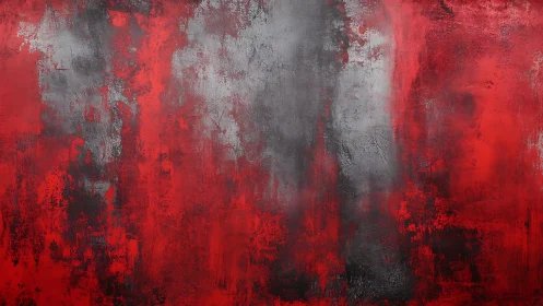 Bold red and gray textured abstract painting with modern style.