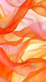 Digital painting of translucent orange fabric wave strata forms.